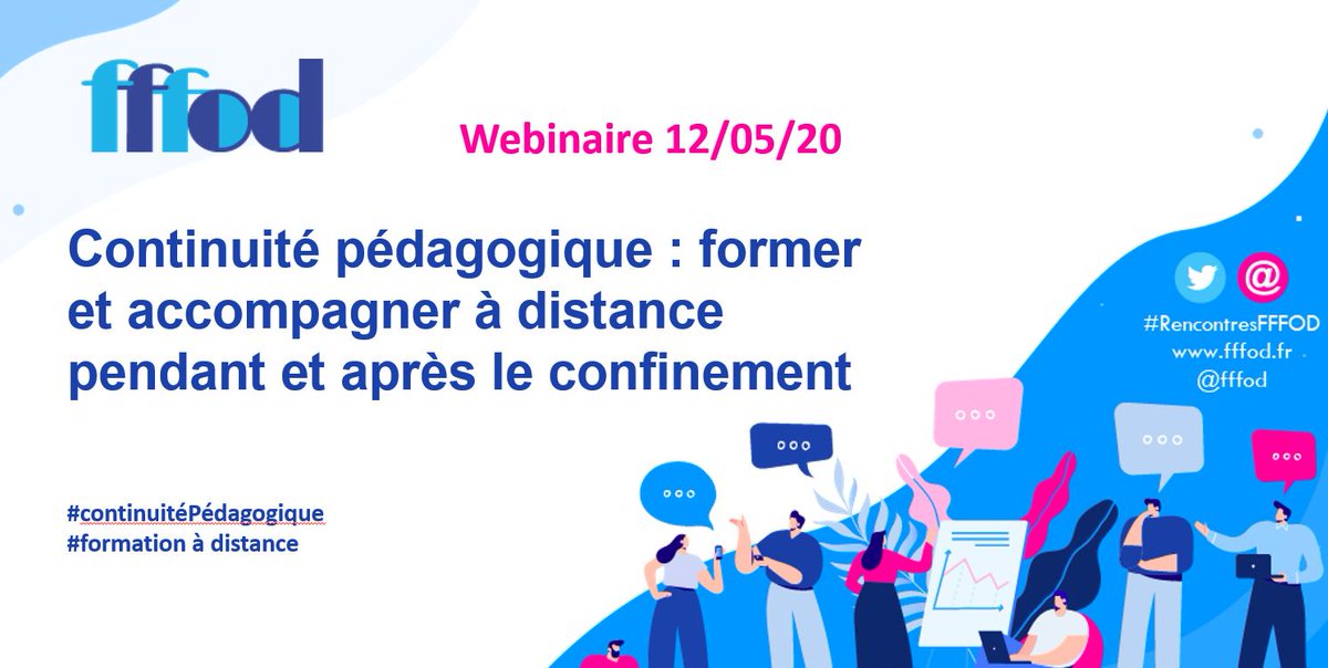 ainoaasso's tweet photo. le 12/05 "Former et accompagner à distance pendant et après le confinement" dernier webinaire de notre série "Spécial Convid19" avec les témoignages d'acteurs majeurs du #fffod : @3CABTP @cned @LeCnam @FunMooc @Afpa_Formation Participez ! https://t.co/FDqaFGDKev https://t.co/D0T7mYAcTr