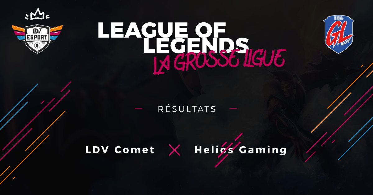 LDVEsport's tweet photo. [GROSSE LIGUE]
Hier soir, nos #LdvComet ont remporté leur match suite au forfait de #HeliosGaming ! 😅
Nous aurons la semaine prochaine, #LdvComet vs #LdvPulsar lors de la phase suivante des playoffs du palier Dragon national de la Grosse Ligue ! 🐉
cc @Student_GN @lolesports_fr https://t.co/BW9eqNfTaH