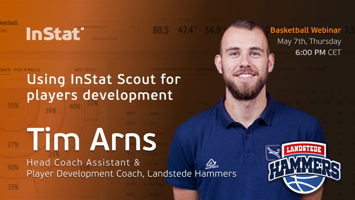InStatHoops's tweet photo. Head Coach of @LandstedeBasket will tell us how he uses #InStatScout for players development TODAY!
STAY TUNED:
https://t.co/TMycGDCYVO
#InStatWebinar #Webinar #InStatBasketball
#Basketball #LandstedeHammers https://t.co/xEFl8bawDc