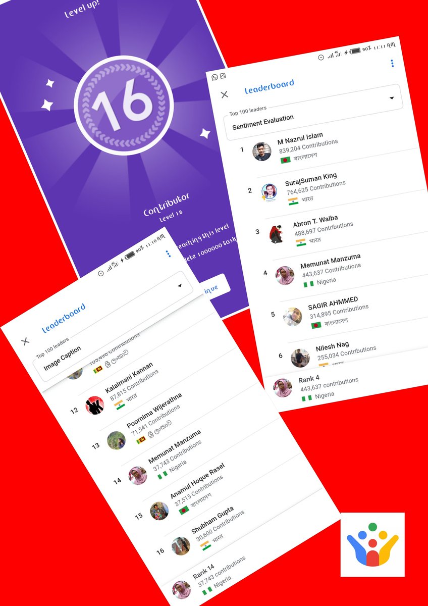 zaarab001's tweet photo. Ladies and Gentlemen...🤗
🇳🇬Level 16
🇳🇬Rank 4 on #SentimentEvaluation
🇳🇬Rank 14 on #ImageCaption
🇳🇬500k goal completed
🇳🇬Certificate of Distinction
🇳🇬1M next Goal
@csbygoogle #GoogleCrowdsource
🇳🇬🇳🇬🇳🇬🇳🇬🇳🇬🇳🇬🇳🇬
#TeamRed #30DaysOfCrowdsource
@aniediudo @Sagiru_ss https://t.co/WLvnrGfrzZ