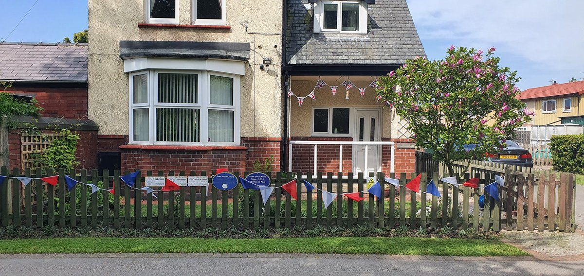 Bunting up ready for VE 75th anniversary