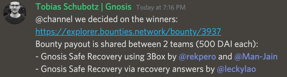 leckylao's tweet image. Won 500 Dai from #MetaCartel hackathon. 
Thank you @meta_cartel @gnosisPM @gnosisSafe
