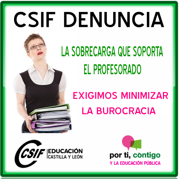 CSIFEnsenanzCyL's tweet photo. #CSIFDENUNCIA: el profesorado de Castilla y León está sobrecargado y saturado. ¡Exigimos reducir la burocracia, ya!. ¡Centrémonos en la labor docente!. #StopBurocracia
https://t.co/puLkAVzq4e https://t.co/r3hRoLKxkx