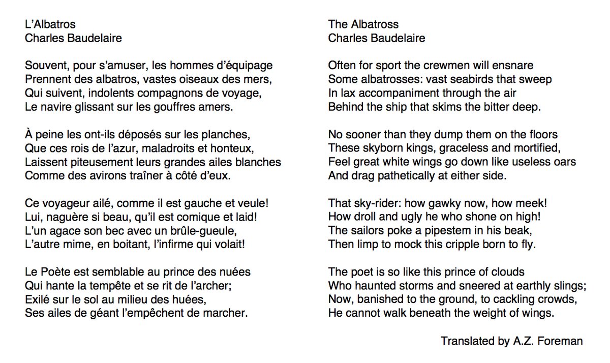 156 L'Albatros (The Albatross) by Charles Baudelaire, read by Joe West  @JoJoLaWe Translated by A Z Foreman, and reproduced with permission #PandemicPoems  https://soundcloud.com/user-115260978/156-lalbatros-the-albatross-by-charles-baudelaire-read-by-joe-west