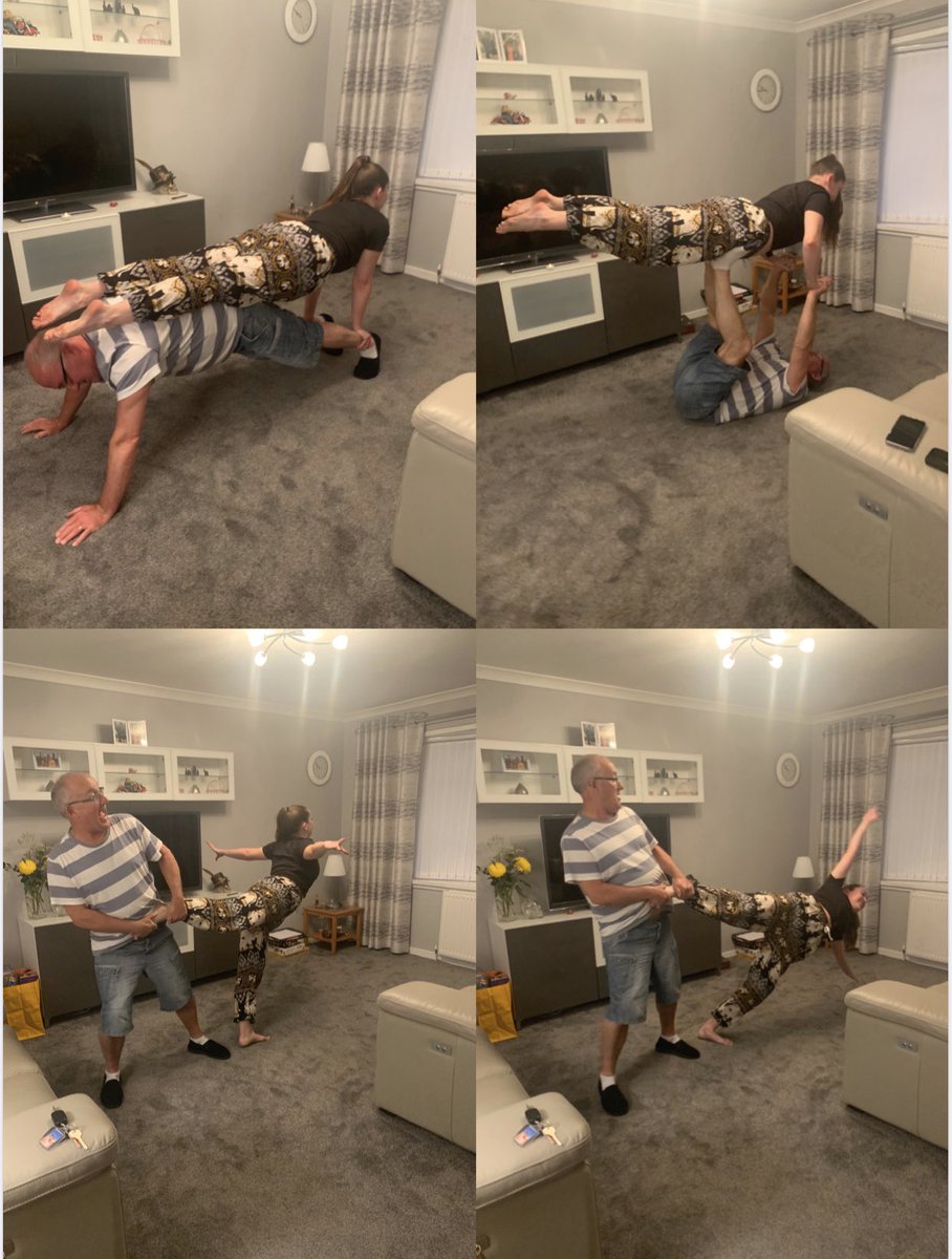 My entry to the #twittermovementchallenge with <a href="/UWSPE/">UWS Physical Education</a> is the Acro Yoga Challenge!
My Dad and I managed to do a total of 8 poses (questionably😅)! This is a great opportunity to get active and try something new with those who are isolated with you🧘🏽‍♀️🤸🏽‍♂️#yogapants #getactive