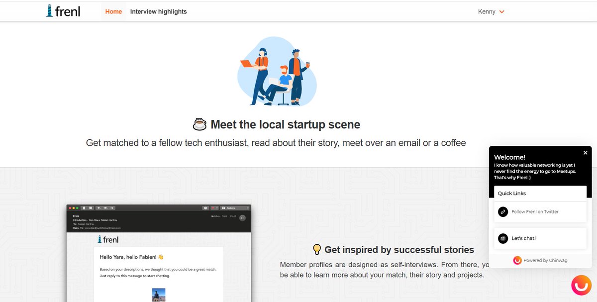 gochinwag's tweet photo. @TryFrenl  is a great way to connect with the local startup scene online. Check out how Frenl utilizes Chinwag on their website at https://t.co/SDDlvhlOYt https://t.co/Yat90bffrE