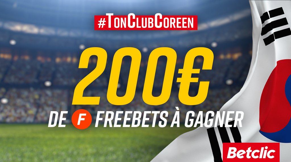 Betclic's tweet photo. 🇰🇷  Trouver son club de coeur coréen c'est bien... gagner des freebets c'est encore mieux !

🤑 10 x 20€ de Freebets à gagner

➡️ RT + ton tweet avec le #TonClubCoreen en réponse pour participer https://t.co/yMLjENHa2i