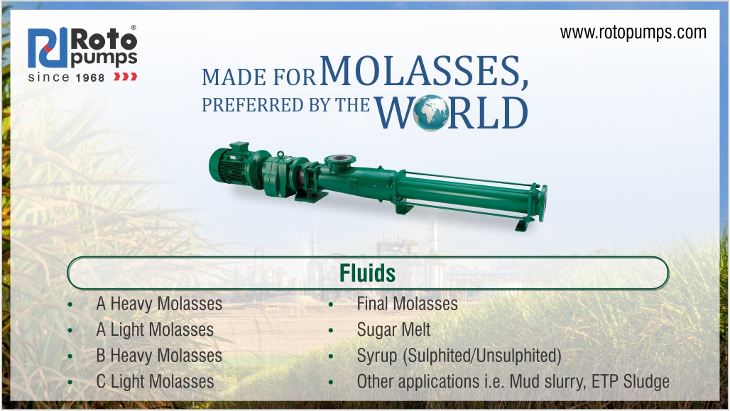 Rotopump's tweet photo. Roto #PCPumps are ideal for #SugarIndustry to handle molasses, sugar melt & syrup. Delivering flow upto 275 m3/hr for media upto 80 degree brix, these pumps require low maintenance. Excellent sugar pumping solutions across 20 largest sugar producing countries for over 5 decades! https://t.co/NsMlv70aXd