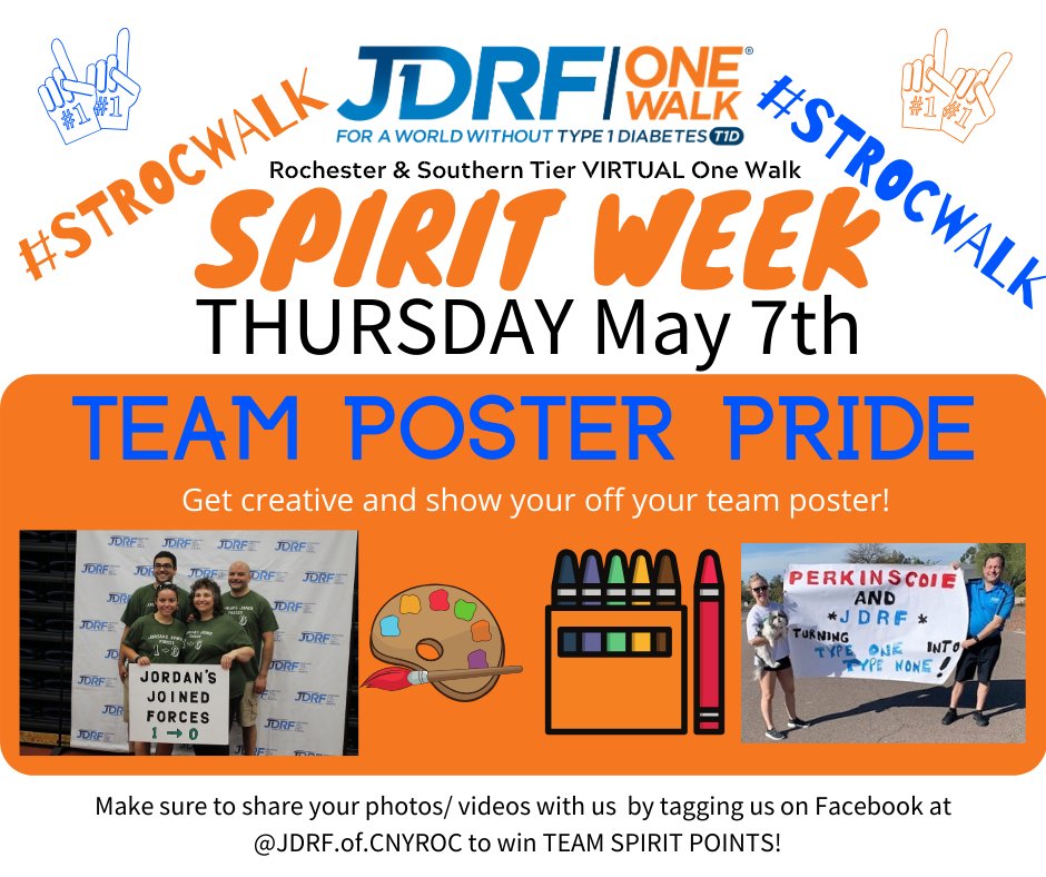 Show us those team posters! Make sure your team is registered for the Virtual Walk on June 6 at walk.jdrf.org. #strocwalk #jdrf #posterpride @spiritweek