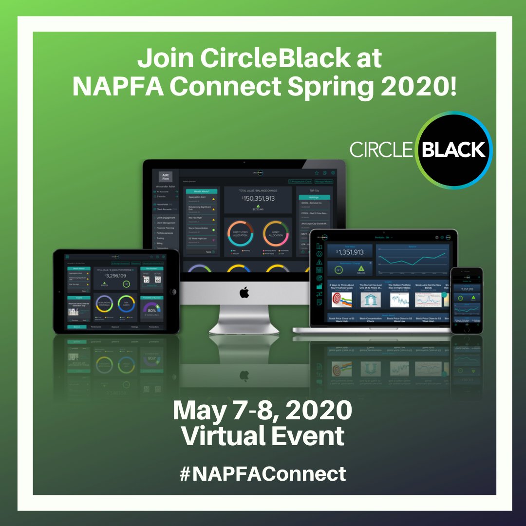Are you attending NAPFA Connect this week? Stop by our virtual booth and join us for a Lunch and Learn Session. #NAPFAConnect #CircleBlack #fintech #DataHub #Models #Trading #Billing #App