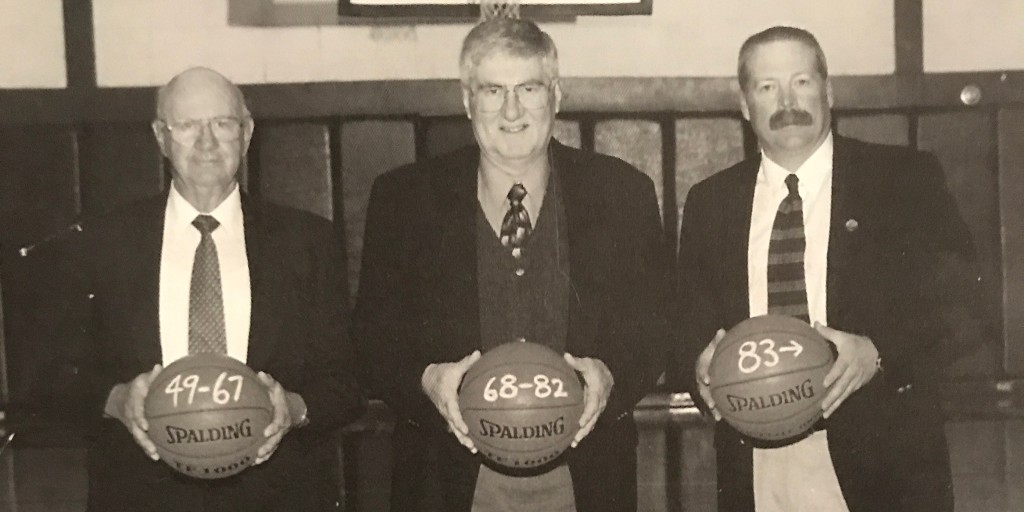 Check out this group of dedicated coaches! 🏀

Did you know that from 1949 to 2009 the Spuds boys basketball team had only three coaches: Shocky Strand, Bill Quenette, and Chuck Gulsvig. #tbt #HonoringOurTradition