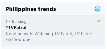 ABSCBNNews's tweet photo. #TVPatrol tops PH Twitter trends as ABS-CBN's flagship newscast returns 2 days after the network was forced to go off-air on TV and radio stations nationwide. 

https://t.co/artVvBm5NX
https://t.co/emkl07XIEw 
Facebook: https://t.co/RtFGFiEDCw
YouTube: https://t.co/s0i79VdVfe https://t.co/phdcaaPiuP