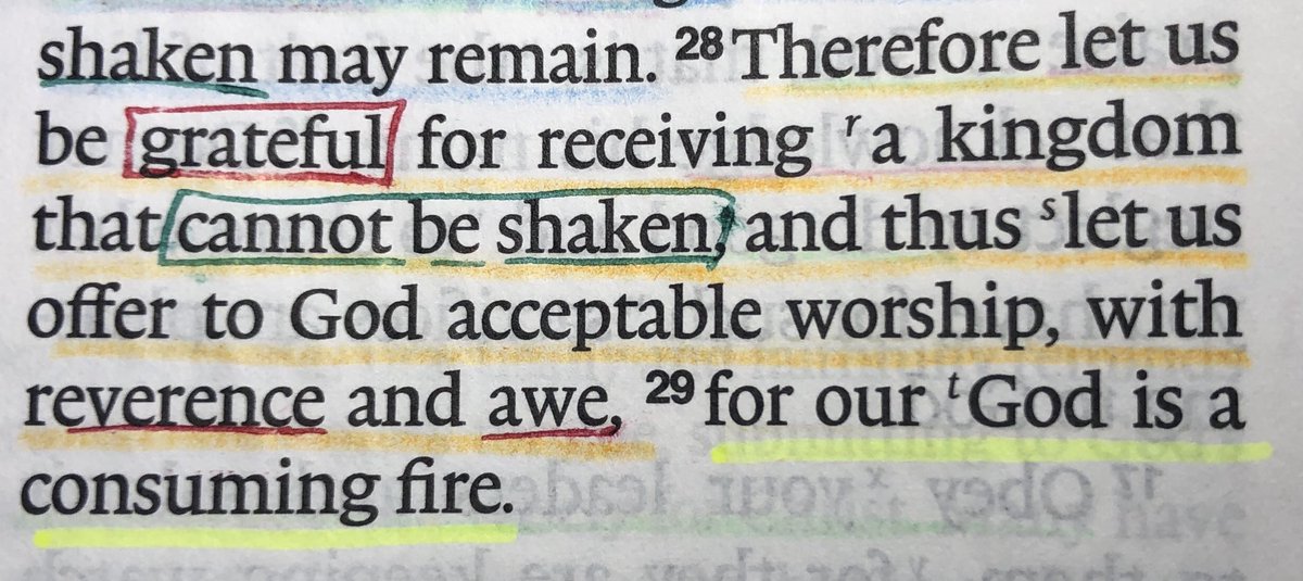 RobbieSymons's tweet image. As the world around us is SO evidently “shaken” and broken....aren’t you SO thankful to belong to a Kingdom that “CANNOT be shaken”?!  Amen! 🙌🏻

Oh and response to this? Worship Him with “reverence and awe.” ❤️