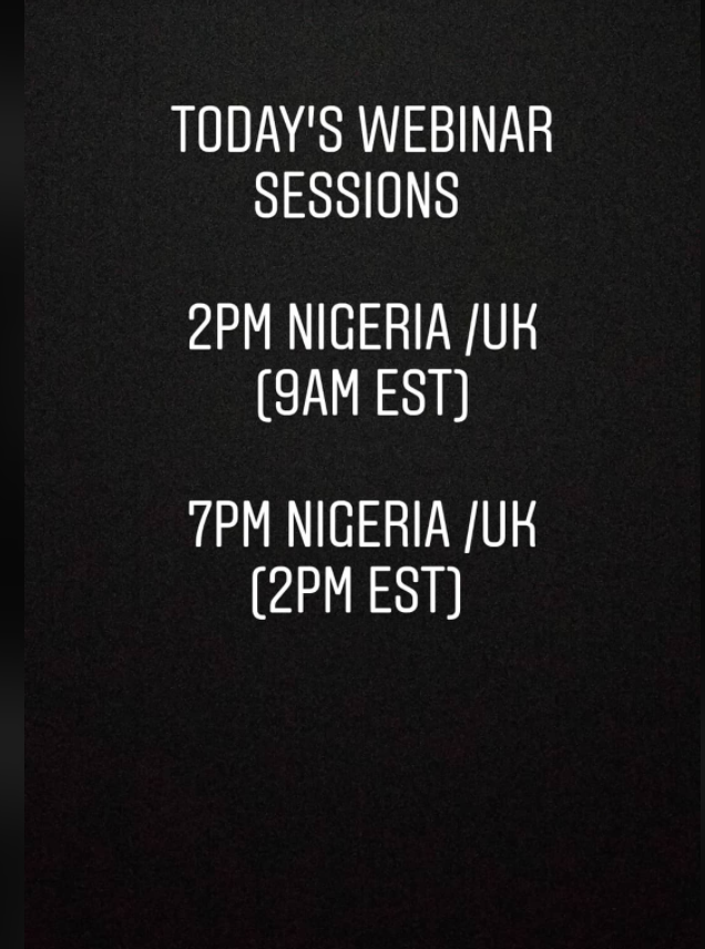 davidspoils's tweet photo. Today's webinar session with @sam_adeyemi. Don't miss out. https://t.co/hHynKLvCjU