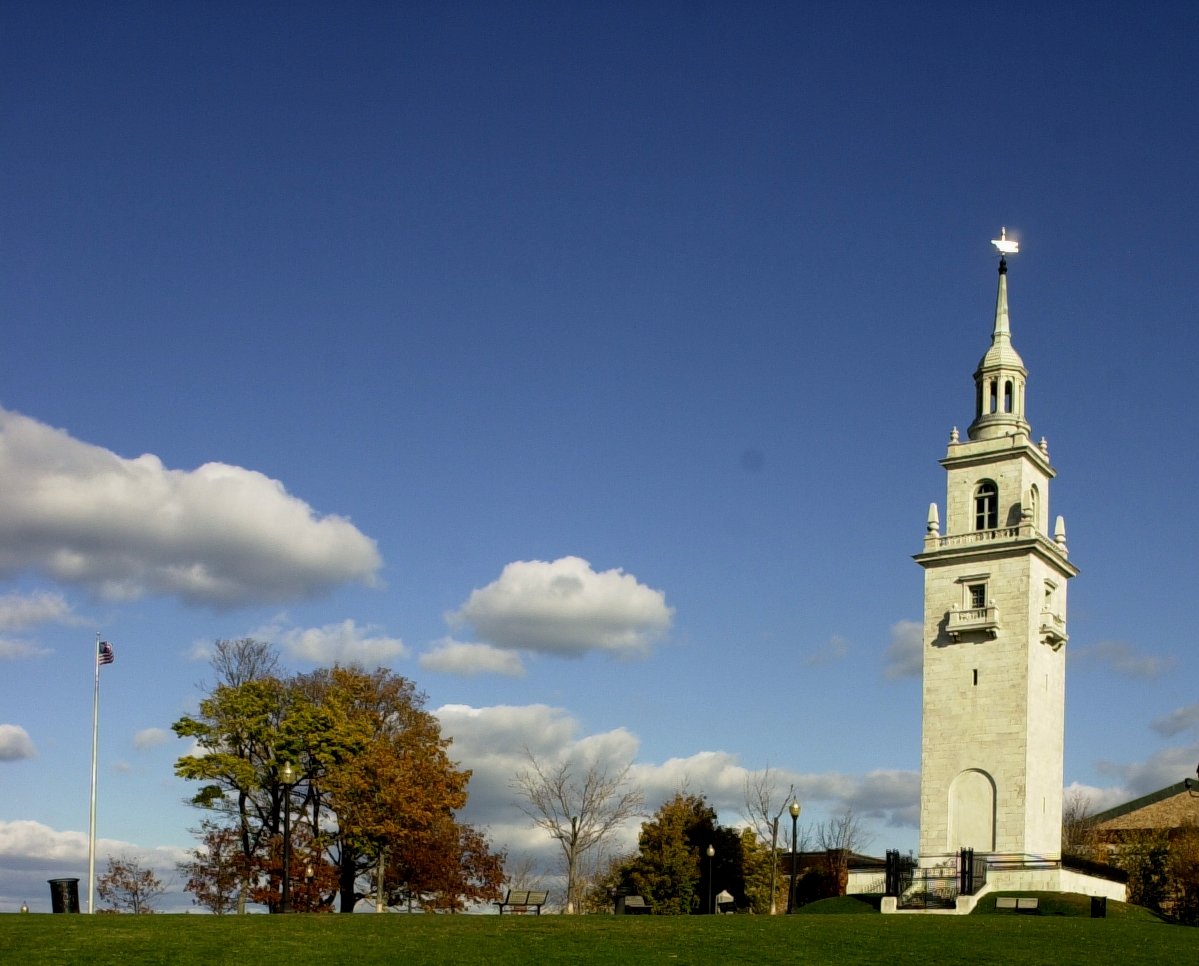 a tower roaming the new england landscape in search of a church to mate with