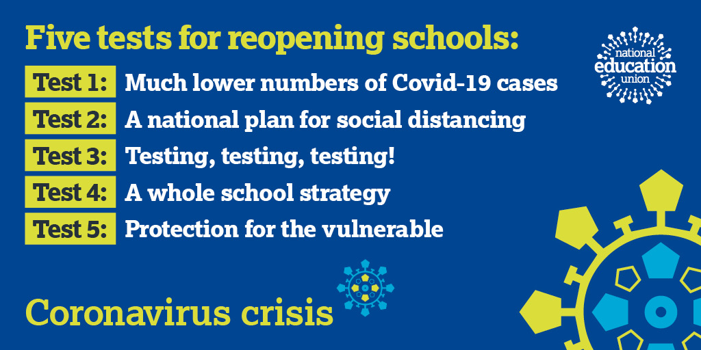 .<a href="/GMB/">Good Morning Britain</a> <a href="/piersmorgan/">Piers Morgan</a> I agree with <a href="/cyclingkev/">Kevin Courtney</a> and @neunion. Wider opening of schools only when it’s safe. #GoodMorningBritain #FiveTests