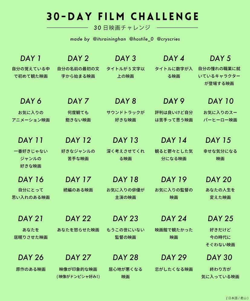 みのもの30日映画チャレンジと その間の映画の話 Togetter