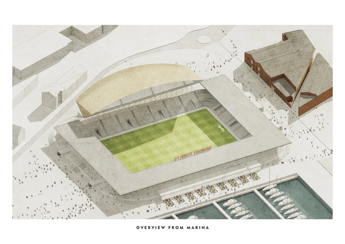 WaughThistleton's tweet photo. We're pleased to be able to share these early concept images of a proposed new #community #stadium for .@officialgtfc
The stadium is seen as pivotal to plans for the redevelopment of the historic #fishdock site & the Listed #IceFactory.
#GTFC #Mariners #football #EFL #grimsby https://t.co/QyCNuMdpjb