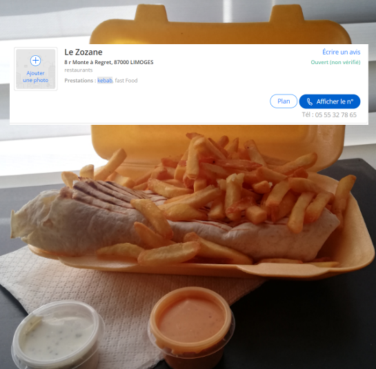 Limouzik's tweet photo. Enfin : 2 mois sans @kebab le @Zozane place d'Aine Limoges ouvert à emporter https://t.co/tRMTmfbICj