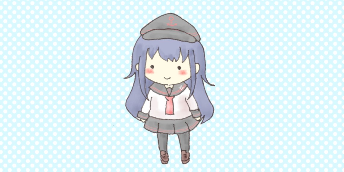 akatsuki (kancolle) 1girl long hair solo school uniform hat serafuku skirt  illustration images