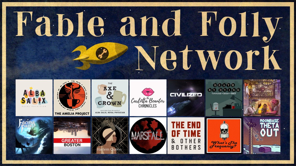 We're delighted to announce we are officially part of the Fable and Folly Network! Founded by Sean Howard and Eli McIlveen to help raise the profile of #AudioFiction and to help creators earn a living!