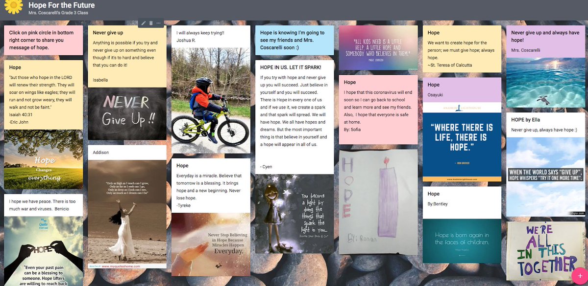 LesterBP_DPCDSB's tweet photo. Using Padlet to spread messages of Hope @DPCDSBSchools #pearsonproud #MyCatholicSchool #DPCDSB_IgnitingHope #CEW2020 https://t.co/MJfYZFTa7e