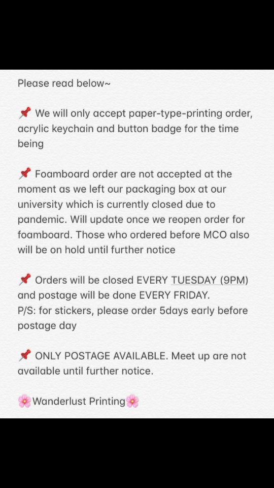 W_Printing's tweet image. #W_Notice
[OPEN]

Hello everyone! We're happy to announce that we are back for business!😉😉

Please read notes below, applied until further notice due to current situation

Stay safe and take care of your health!😊

#W_Printing
@W_Printing