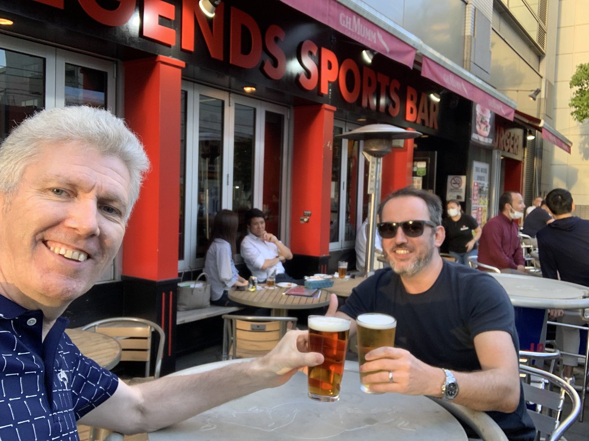 Struan_Tokyo's tweet photo. It was worth the risk to have a beer irl with @steviegoriginal #ropp #legends dont @ me https://t.co/Mr6hzDESNS