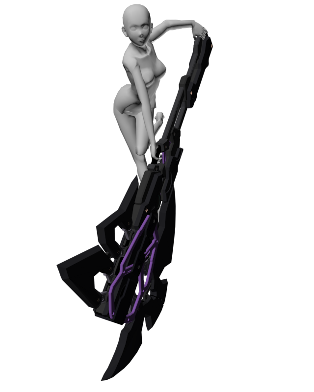 Nidy 2d フィギュアメーカーさんにデザインを説明するために作ったヒュージアックスのモデル があったので ステラーさんの作ったフリーのキャラモデルに持たせてポージングテスト