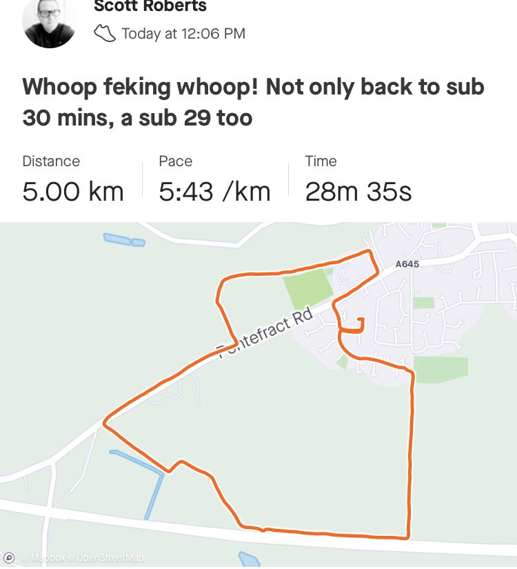 scottycash1974's tweet photo. Have a beer for me🍺 The progress continues, not only back to sub 30 min for a 5k, a sub 29 too. My PB will be smashed this summer.
#247running #running #fitfor46 https://t.co/SxFFfYinZr