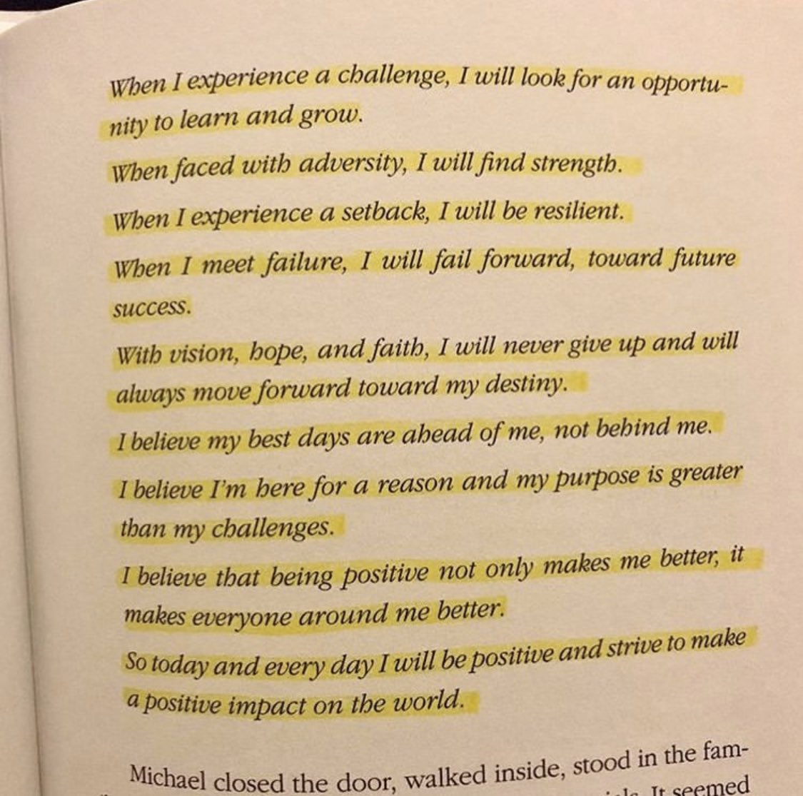 JonGordon11's tweet photo. A Positive Pledge you can say whenever challenges come your way and you aren’t feeling very positive.
⠀⠀⠀⠀⠀⠀⠀⠀⠀
📷 Pg 42 &amp; 43 from “The Carpenter” book 📖 https://t.co/iXw1DK1Rix
