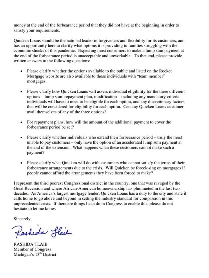 Congresswoman Rashida Tlaib On Twitter Quickenloans Is