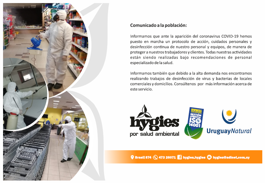 HygiesControl's tweet photo. #Desinfección
Nos encontramos realizando trabajos de desinfección de virus y bacterias de locales comerciales y domicilios.
Consúltenos por más información acerca de este servicio.

Contactanos.
📍 Brasil 874 (Salto)
☎️ 4732 6071
💻https://t.co/Yyumqvtnxk
💻Hygies@adinet.com.uy https://t.co/7U7qW2b7Tq