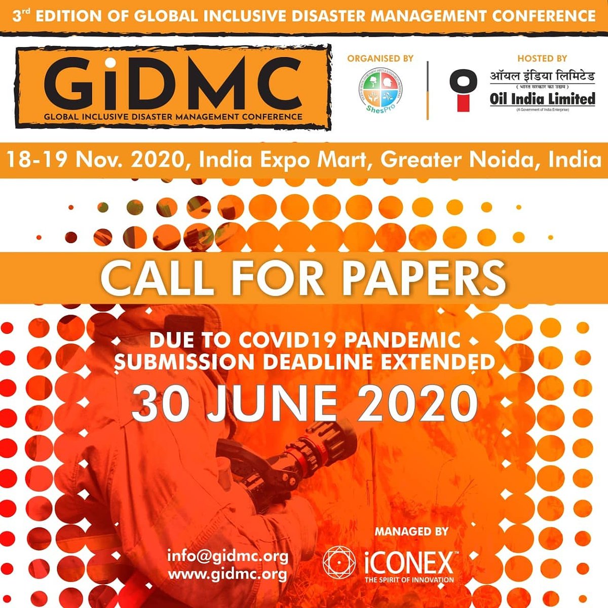 gidmc_'s tweet photo. Call for Papers - #GiDMC2020
Submission Deadline Extended till 30 June 2020
Know more about #GiDMC https://t.co/cn49lhuJcm
#callforpapers #disasterrecovery #disasterpreparedness #submityourabstract #submissiondeadline #covi̇d19 #coronavirus #outbreak #stayhomestaysafe #stayathome https://t.co/KnWgnr6wnh