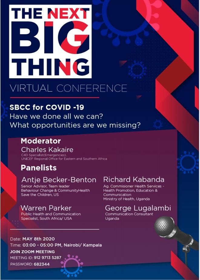 CKyobutungi's tweet photo. Make time to attend this virtual conference on social and behaviour change communication in the #COVID19 era. 

May 8, 3.00 to 5.00 PM EAT https://t.co/7T3e1luC1a