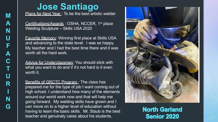 GR_CTC's tweet photo. This Senior Spotlight comes from our Manufacturing Program and was a SkillUSA winner! #GISDAlwaysConnected #careerREADY #GRCTCnext https://t.co/QunaKxstoz