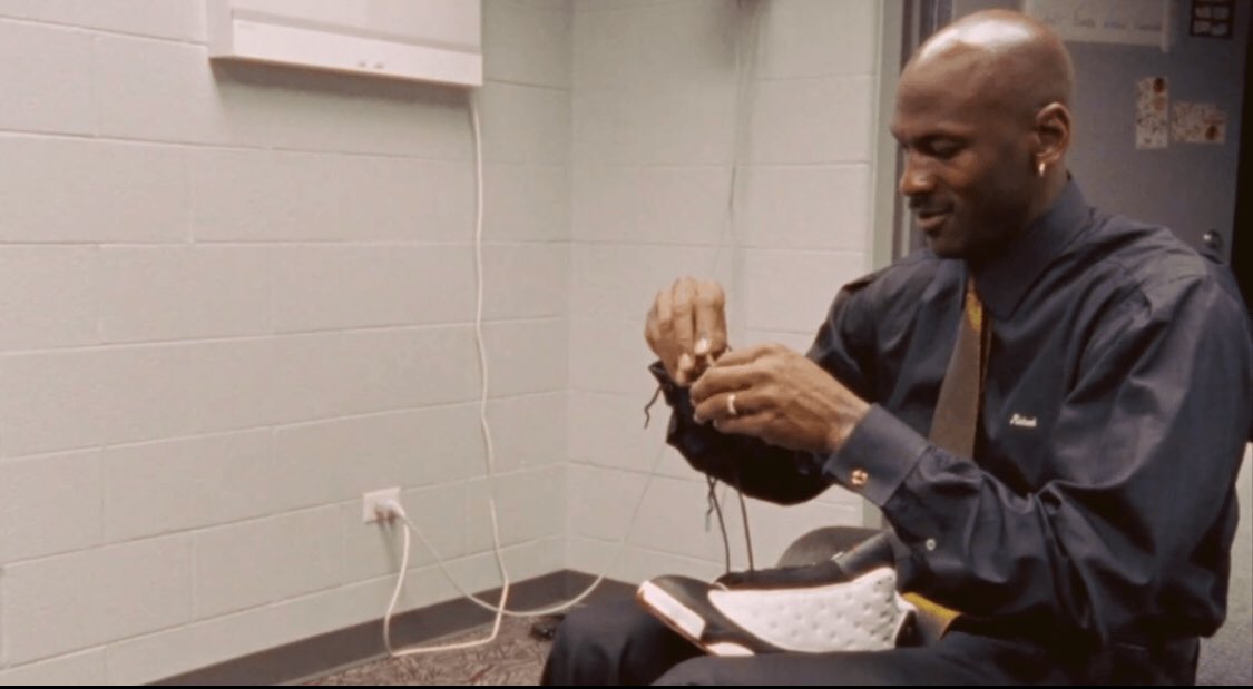 michael jordan lacing shoes