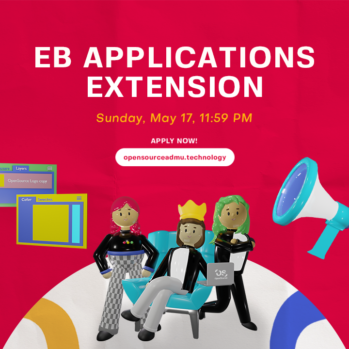 OpenSourceADMU's tweet photo. It's not too late to apply! ⏰ EB Applications are extending until May 17, 11:59 PM.

Ready to be our next tech leader? 👩‍💻

Apply now through the link below 👇
https://t.co/HIlbtieM5r https://t.co/naTzksXkRO