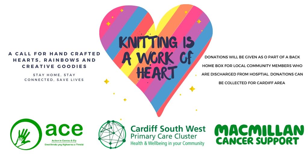 elycaerau_ACE's tweet photo. A CALL TO ALL YOU CREATIVES!
Are you looking for something to do? Are you crocheting, knitting &amp; creating more than you know what to do with?

ACE (with @CardiffSW &amp; @MacmillanCymru) are creating Back Home Box for the most vulnerable returning home from hosp. Here is how to help: https://t.co/r3WLce5ATK