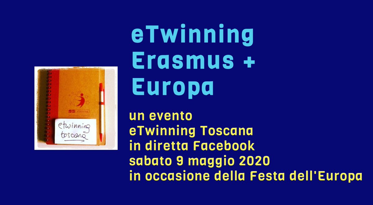 eTwinningTO's tweet photo. Vi aspettiamo Sabato 9 maggio in diretta Facebook con appuntamenti spot nell'arco della Giornata: vi racconteremo il nostro #eTwinning, #Erasmusplus, la nostra #Europa  

#iorestoerasmus #etwinningnonsiferma

@EUErasmusPlus 
@eTwinningEurope https://t.co/sw71YMwtMn