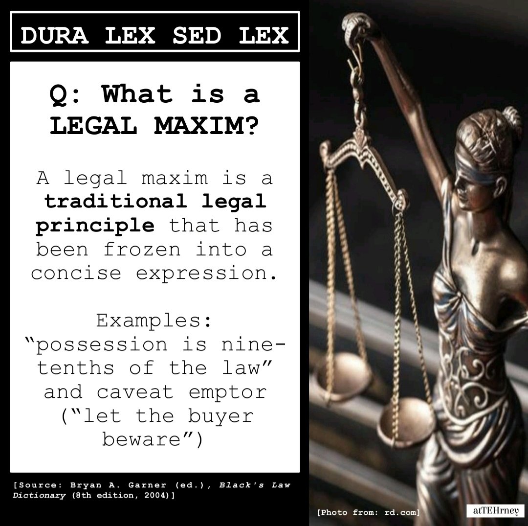 AtTEHrney's tweet photo. What does the legal maxim "dura lex sed lex" mean? What even is a legal maxim? You may find answers to these questions in the following photos. #atTEHrney2020005 #Abogado #AttorneyPH #Batas #LawPH #Lawyer #LatinMaxims #LegalMaxims #DuraLexSedLex https://t.co/F5guhVthoD
