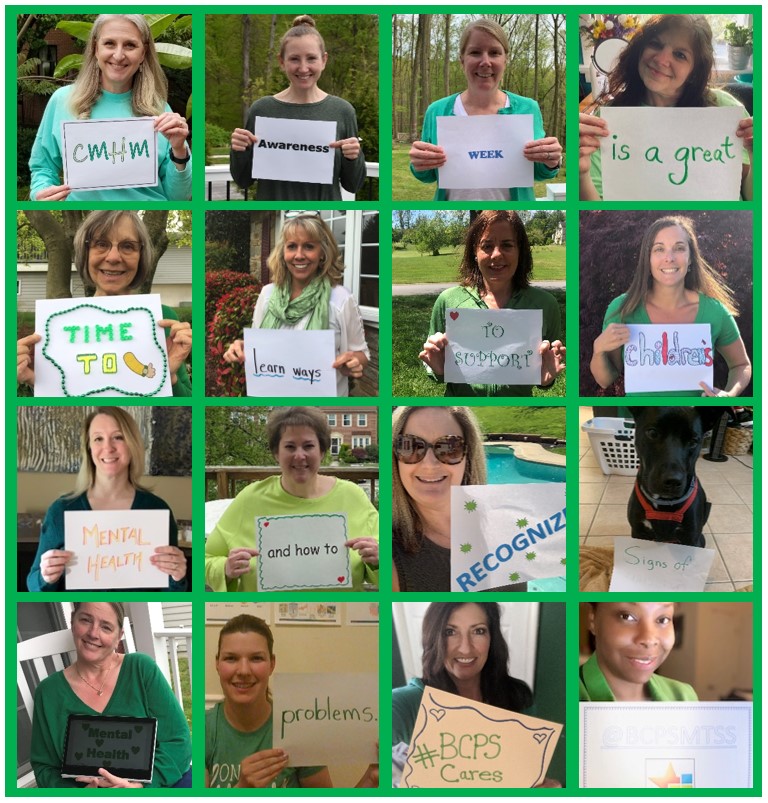 BcpsMTSS's tweet photo. To celebrate Children's Mental Health Matters week, please enjoy this message from @BCPS_OSC @BCPS_SSW and @BcpsMTSS. Show us your green!
#BCPSCares
#CMHMbcps https://t.co/Dk7imB7AV4