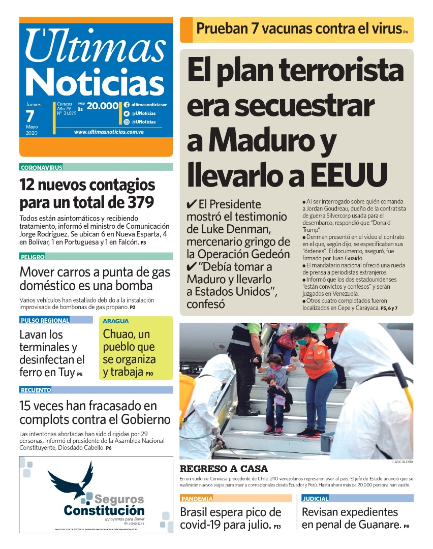 UNoticias's tweet photo. ¡Buenos días! Presentamos nuestra #PortadaDelDía #07Mayo #ÚltimasNoticias #ÚN https://t.co/e2C3LHueSv