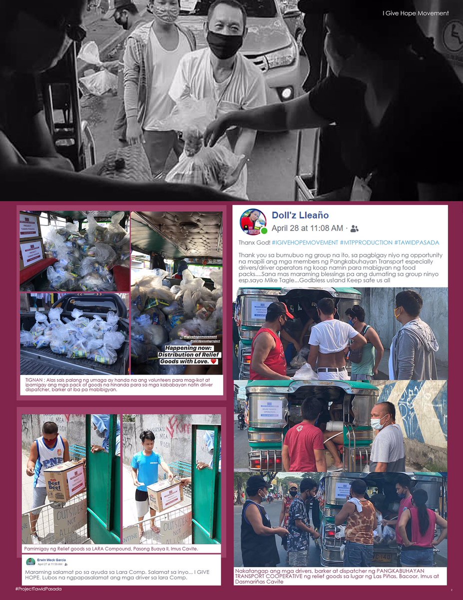 mtp_production's tweet photo. Matagumpay po natin naihatid ang inyong mga donayon at tulong sa ating mga kababayan! Narito po ang PROJECT TAWID PASADA STORY (report) Nag papasalamat po kami sainyong lubos na pag titiwala! https://t.co/OE1SfUCTHk