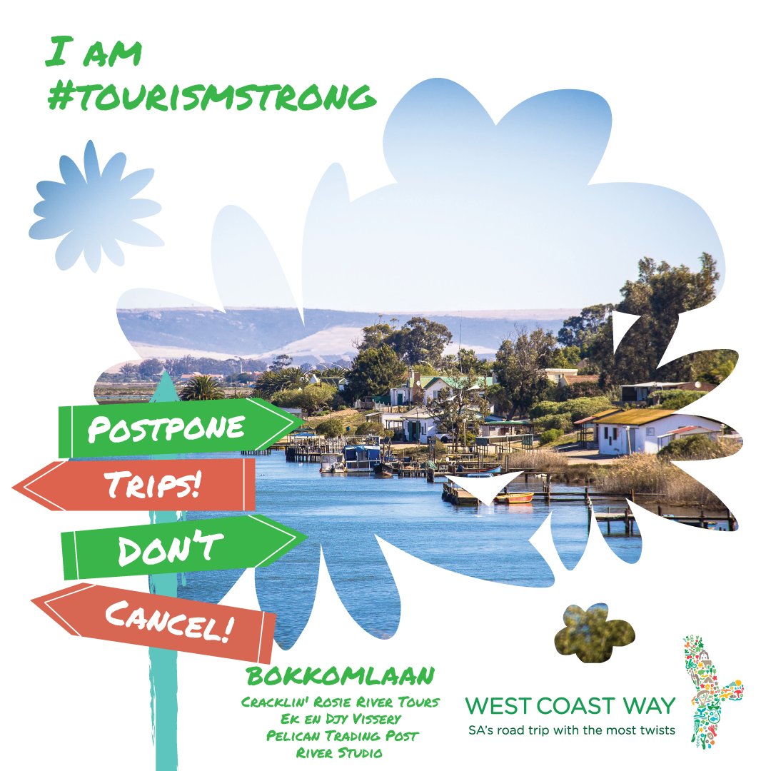 WestCoastWaySA's tweet photo. I am #TourismStrong
@Bokkomlaan is situated in Velddrif and located on
the West Coast Way #BergRoute.
For a full Bokkomlaan experience be sure to pop in at Cracklin' Rosie River Tours, Ek En Djy Vissery, Pelican Trading Post and River Studio.
#weskusbeskus #LockdownSA https://t.co/o5PU4U7pZY