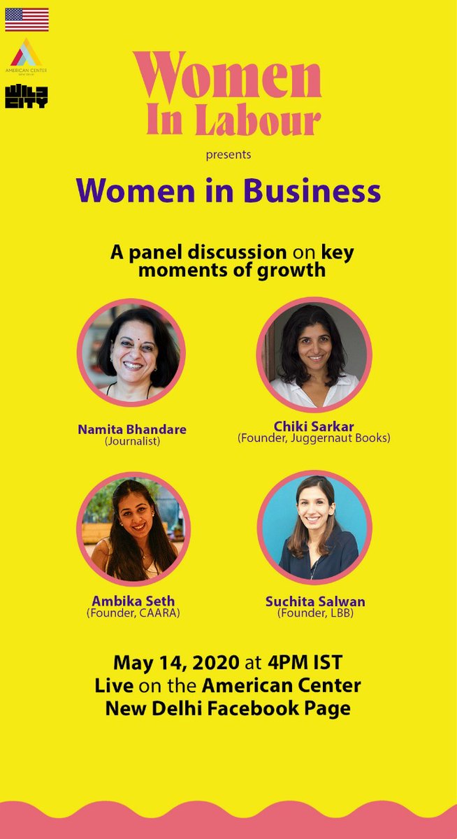 WILPodcast's tweet photo. Moderated by journalist and #WomenInLabour guest, @namitabhandare , our upcoming event with @thewildcity will feature perspectives from @juggernautbooks co-founder @Chikisarkar , #CAARA co-founder #AmbikaSeth and @LBBIndia co-founder @suchitasalwan . Streaming live on 14 May! https://t.co/kOPhv8pNEm