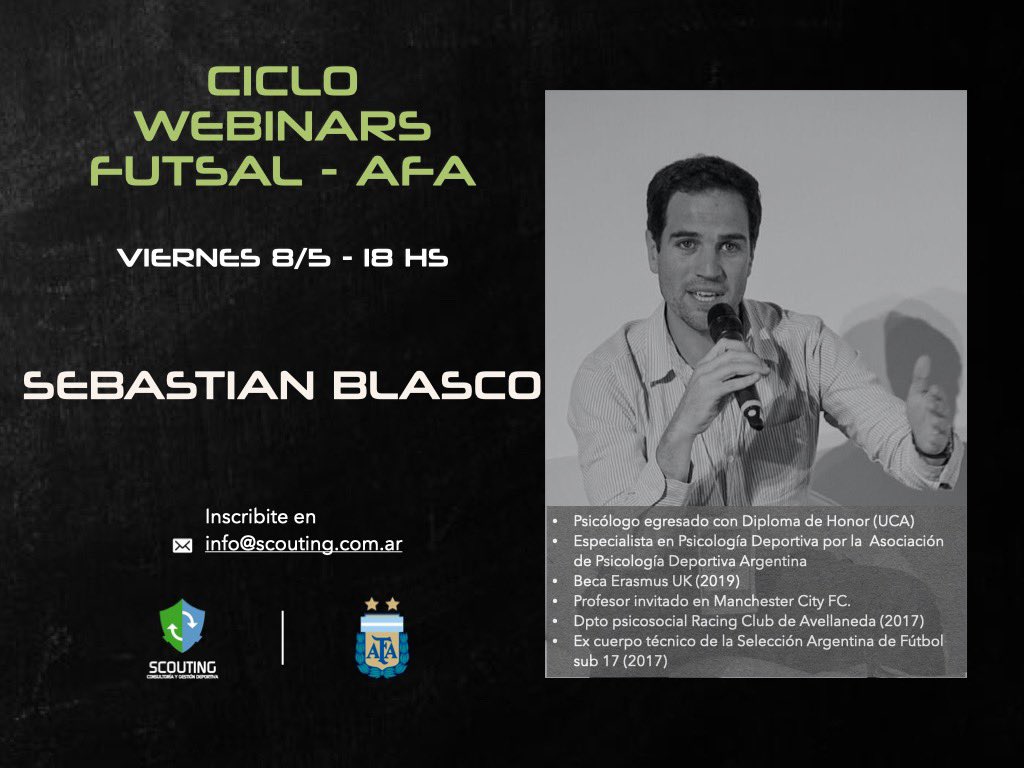 Te dejamos un extracto de lo que fue la disertación de <a href="/ProfePizzi/">Esteban Pizzi</a> en nuestro ciclo webinar junto a <a href="/afa/">AFA</a> sobre el futsal argentino. 
Muchas gracias Esteban! 

Esto continúa el Viernes 8/5. Inscribite en info@scouting.com.ar