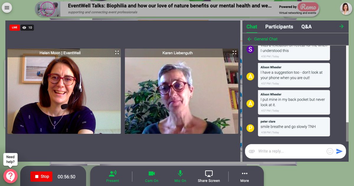 mrshelenmoon's tweet photo. I really enjoyed this week's #EventWellTalks with Karen @greenspacecoach, with a fantastic talk on why nature and green is so good for our mental health and wellbeing.

You can watch the event back on the EventWell YouTube channel and Vlog here > https://t.co/KJuQOUJXnI https://t.co/uGoLZmNzIR