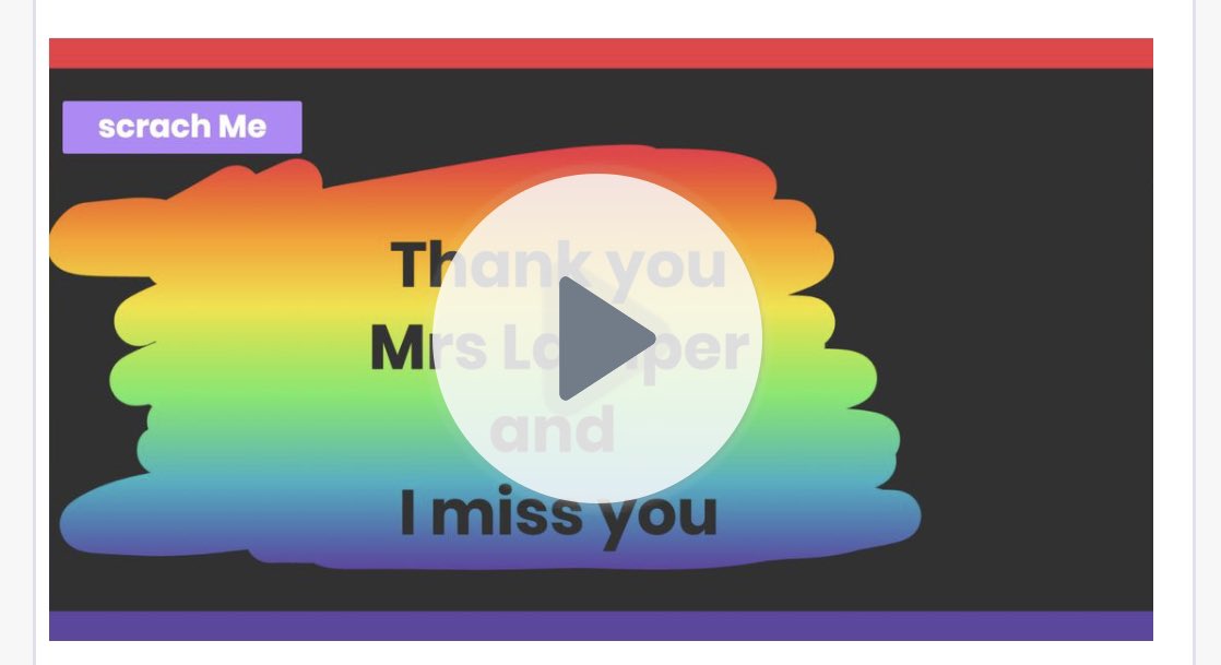 After doing “scratch art” sight words this week, this firstie sent me a teacher appreciation message that I had to scratch and reveal.  How cool is that? <a href="/Seesaw/">Seesaw</a> #SLSDproud