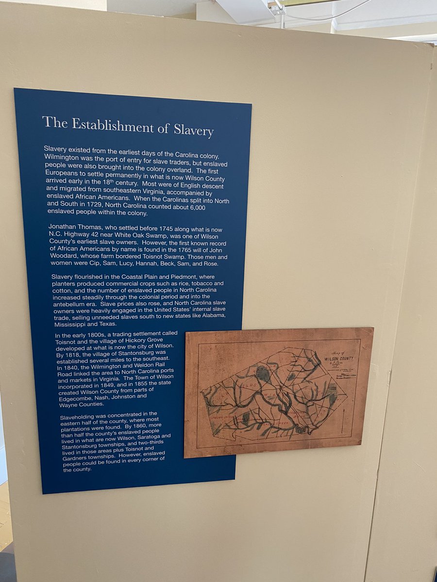 bethnevhistory's tweet image. @ImaginationStat also hosts history exhibits like this amazing one curated by @scuffalong. This was my most recent visit there to learn more about Wilson’s enslaved population &amp;amp; what sources to use to find enslaved ancestors. Share your memories today for #NCMuseumsUnlocked!